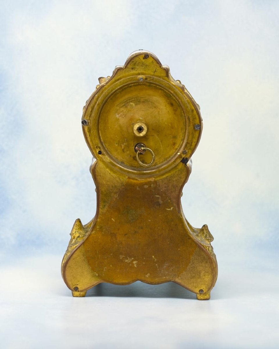 Orologio Da Tavolo in Bronzo Dorato con Smalti - Vienna XIX Secolo-photo-5